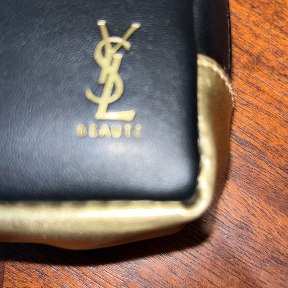 YSL  Beaute Bag  Black/gold vinyl lined in black nylon  YSL gold foil front logo - Picture 13 of 13